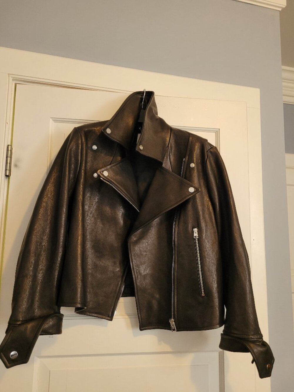 Banana Republic Black Leather Moto Jacket Large